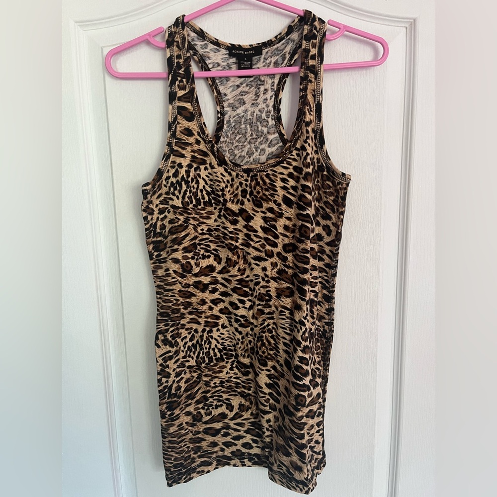 Brand New Active Basic Animal Print Sleeveless Top